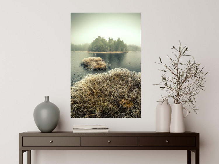 Wall Poster Autumn on Marshes - autumn landscape of a lake and islands against the sky 130387 additionalImage 2
