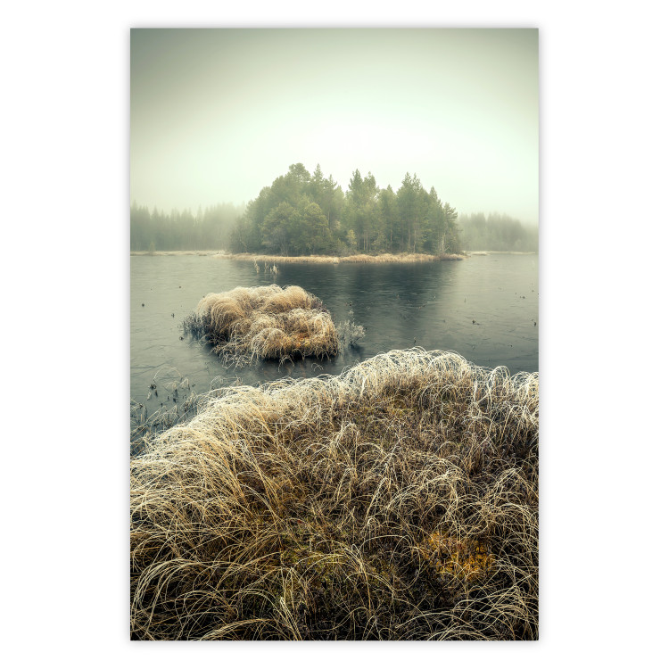 Wall Poster Autumn on Marshes - autumn landscape of a lake and islands against the sky 130387