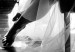 Wall Poster Spell of Love - black and white photograph of a woman against the backdrop of a wedding dress 132287 additionalThumb 2