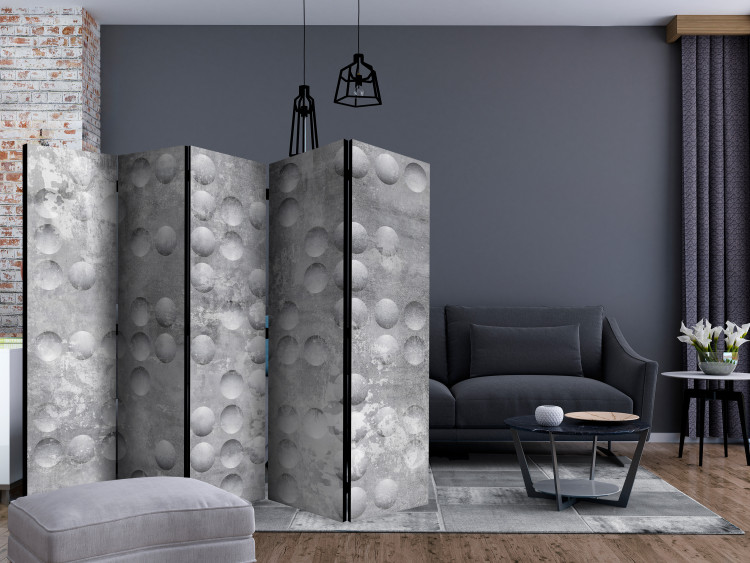 Room Divider Screen Dancing Bubbles II (5-piece) - geometric gray shapes 132587 additionalImage 4