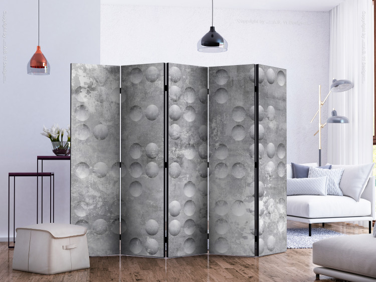 Room Divider Screen Dancing Bubbles II (5-piece) - geometric gray shapes 132587 additionalImage 2