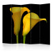 Folding Screen Two Yellow Callas on Black Background II (5-piece) - flower composition 132887