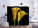 Folding Screen Two Yellow Callas on Black Background II (5-piece) - flower composition 132887 additionalThumb 2