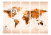 Room Divider Screen World in Browns II (5-piece) - warm watercolor world map 133287 additionalThumb 3