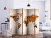 Room Divider Screen World in Browns II (5-piece) - warm watercolor world map 133287 additionalThumb 2