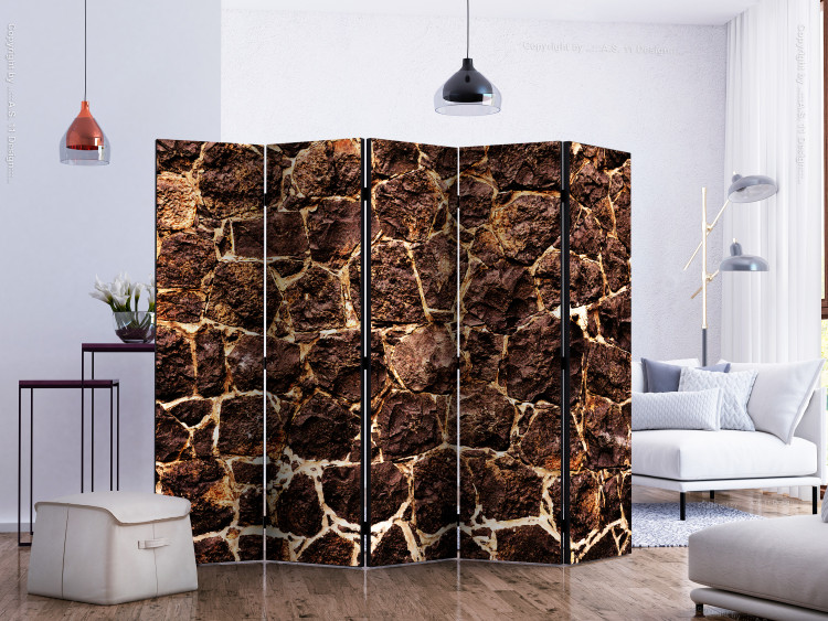 Folding Screen Brown Cave II - texture simulating brown stone bricks 133587 additionalImage 2