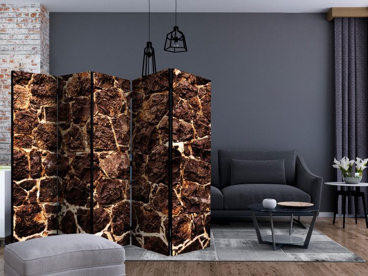 Folding Screen Brown Cave II - texture simulating brown stone bricks 133587 additionalImage 4
