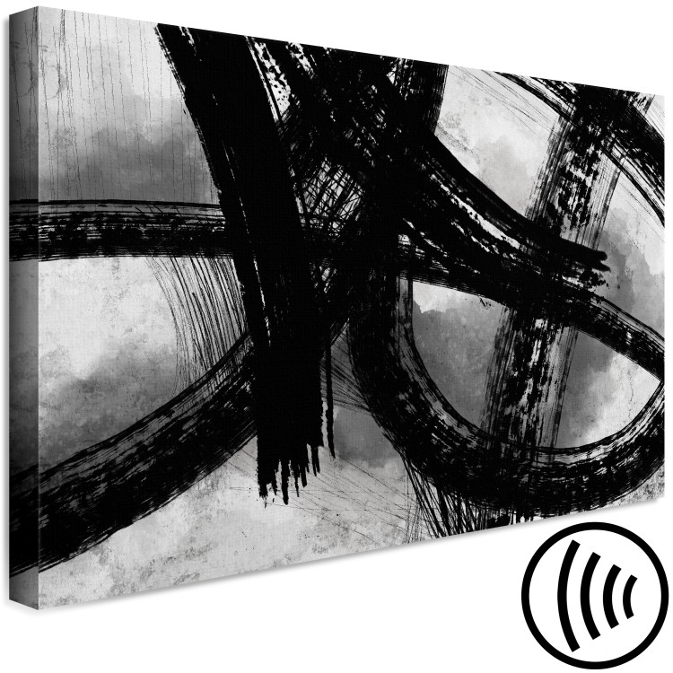 Canvas Black brush marks - black and white abstraction in modern style 134387 additionalImage 6
