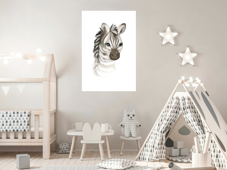 Poster Little Zebra - a composition for children with a portrait of a striped animal 136387 additionalImage 18
