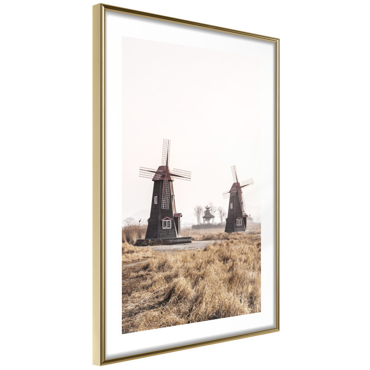 Wall Poster Wooden Windmill - rural landscape overlooking fields and a clear sky 137687 additionalImage 2