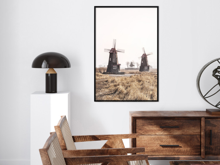 Wall Poster Wooden Windmill - rural landscape overlooking fields and a clear sky 137687 additionalImage 17