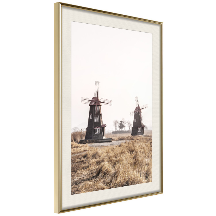 Wall Poster Wooden Windmill - rural landscape overlooking fields and a clear sky 137687 additionalImage 3