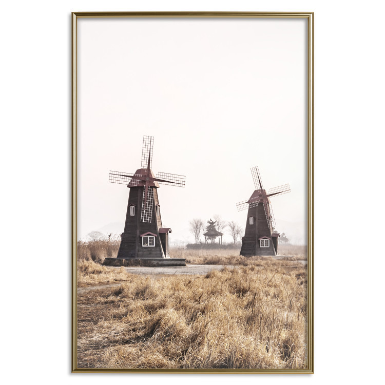 Wall Poster Wooden Windmill - rural landscape overlooking fields and a clear sky 137687 additionalImage 19