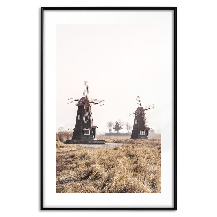 Wall Poster Wooden Windmill - rural landscape overlooking fields and a clear sky 137687 additionalImage 15