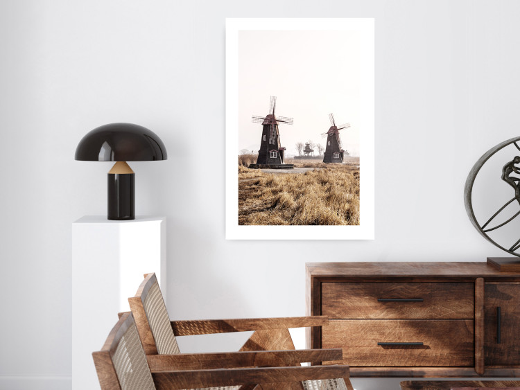 Wall Poster Wooden Windmill - rural landscape overlooking fields and a clear sky 137687 additionalImage 16