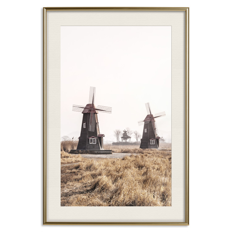 Wall Poster Wooden Windmill - rural landscape overlooking fields and a clear sky 137687 additionalImage 22