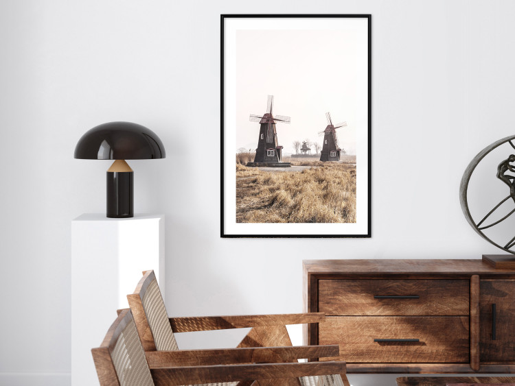 Wall Poster Wooden Windmill - rural landscape overlooking fields and a clear sky 137687 additionalImage 9