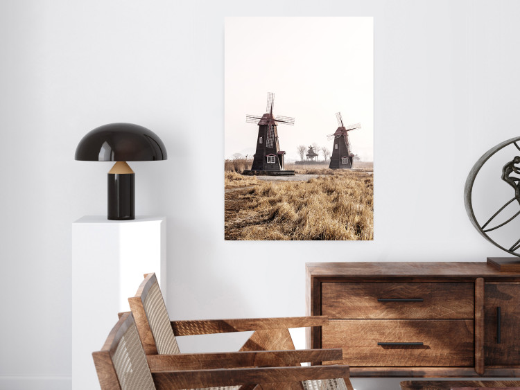 Wall Poster Wooden Windmill - rural landscape overlooking fields and a clear sky 137687 additionalImage 11