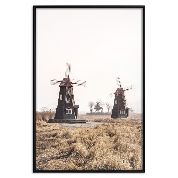Wall Poster Wooden Windmill - rural landscape overlooking fields and a clear sky 137687 additionalImage 27