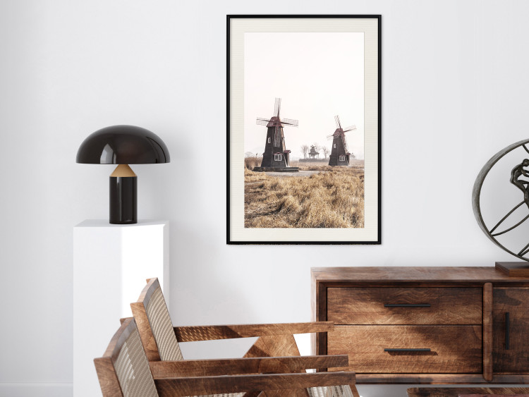 Wall Poster Wooden Windmill - rural landscape overlooking fields and a clear sky 137687 additionalImage 14