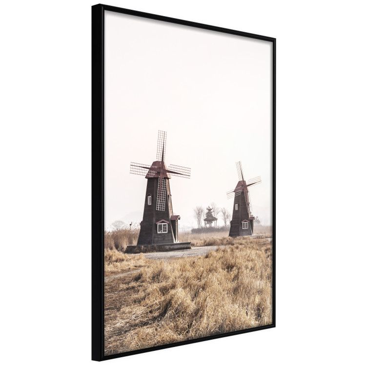 Wall Poster Wooden Windmill - rural landscape overlooking fields and a clear sky 137687 additionalImage 3