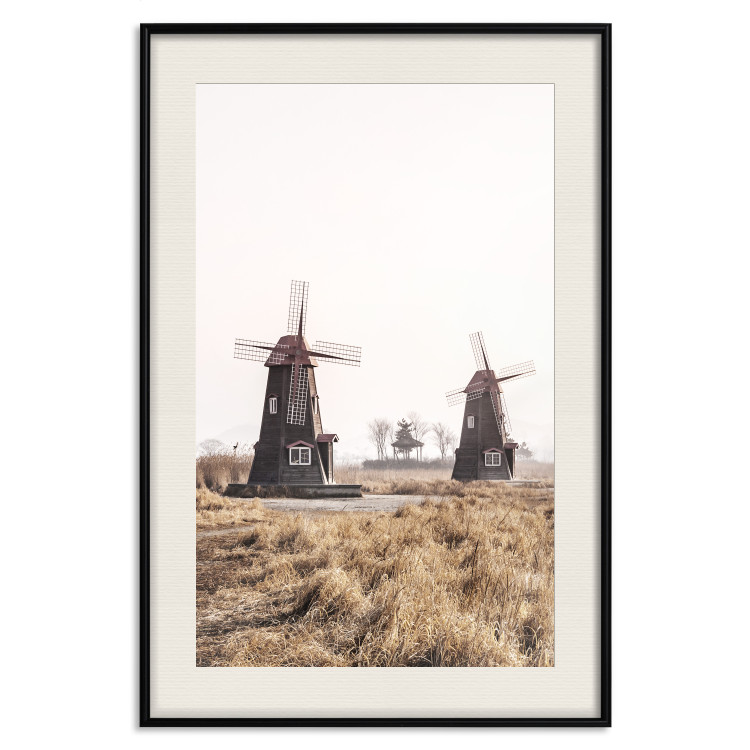 Wall Poster Wooden Windmill - rural landscape overlooking fields and a clear sky 137687 additionalImage 21