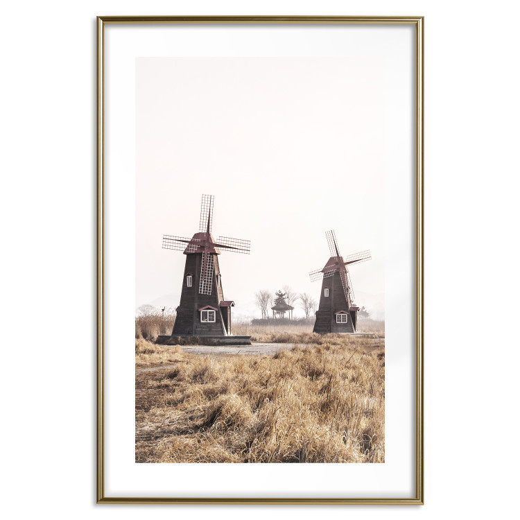 Wall Poster Wooden Windmill - rural landscape overlooking fields and a clear sky 137687 additionalImage 20