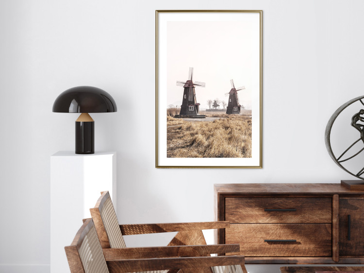 Wall Poster Wooden Windmill - rural landscape overlooking fields and a clear sky 137687 additionalImage 10