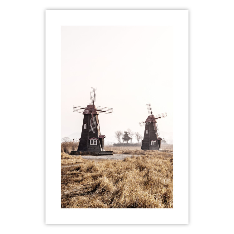 Wall Poster Wooden Windmill - rural landscape overlooking fields and a clear sky 137687 additionalImage 18