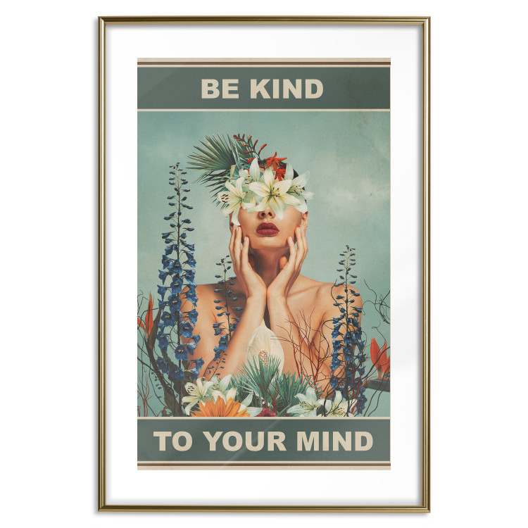 Poster Be Kind to Your Mind - English texts and a woman among flowers 138887 additionalImage 25