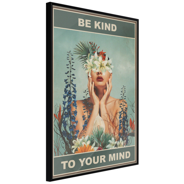 Poster Be Kind to Your Mind - English texts and a woman among flowers 138887 additionalImage 4