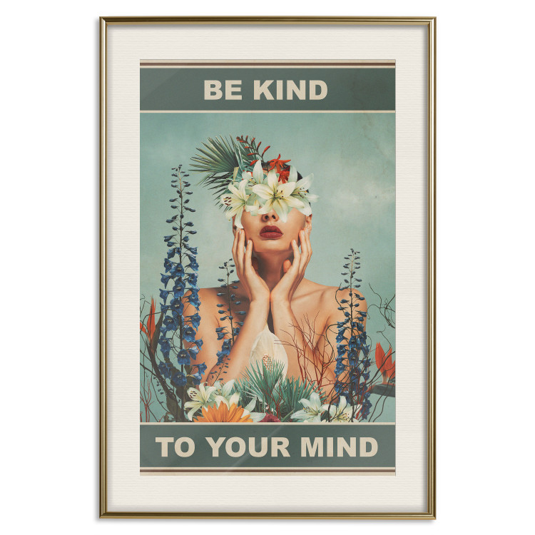 Poster Be Kind to Your Mind - English texts and a woman among flowers 138887 additionalImage 2