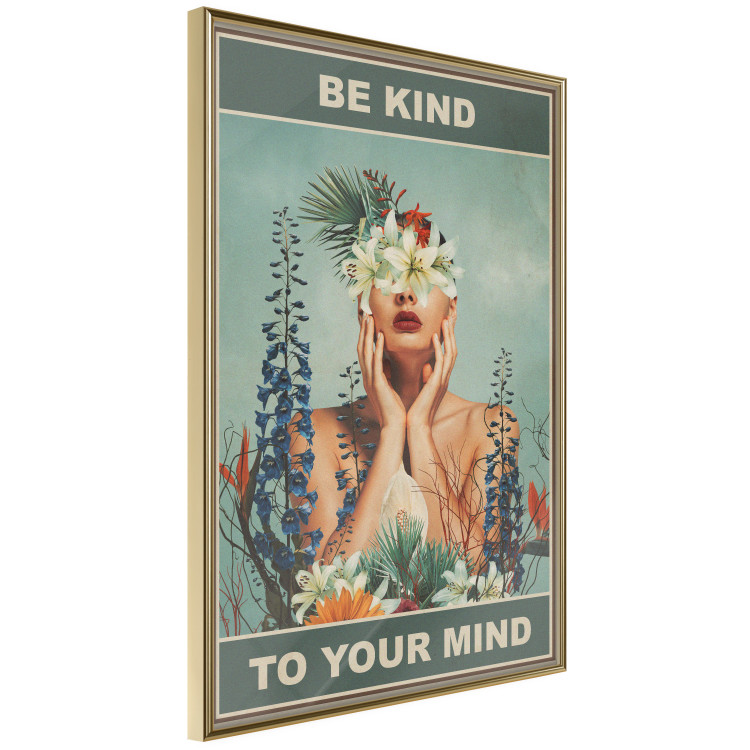 Poster Be Kind to Your Mind - English texts and a woman among flowers 138887 additionalImage 5