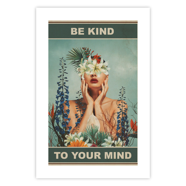 Poster Be Kind to Your Mind - English texts and a woman among flowers 138887 additionalImage 17
