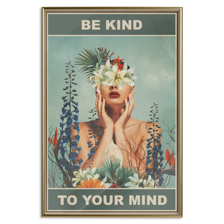 Poster Be Kind to Your Mind - English texts and a woman among flowers 138887 additionalImage 18