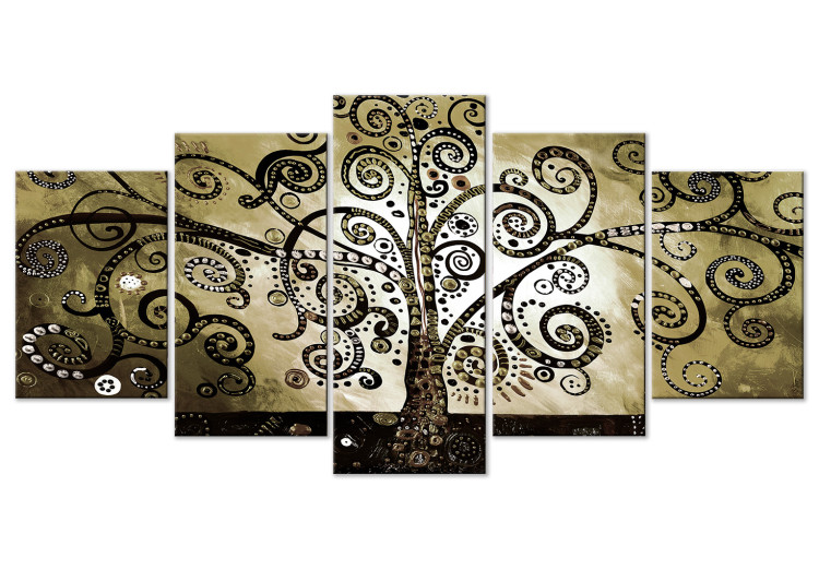 Canvas Print Master's Tree (5-piece) Wide - Klimt-inspired abstraction 143387
