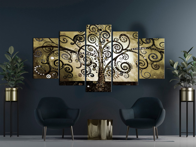 Canvas Print Master's Tree (5-piece) Wide - Klimt-inspired abstraction 143387 additionalImage 3