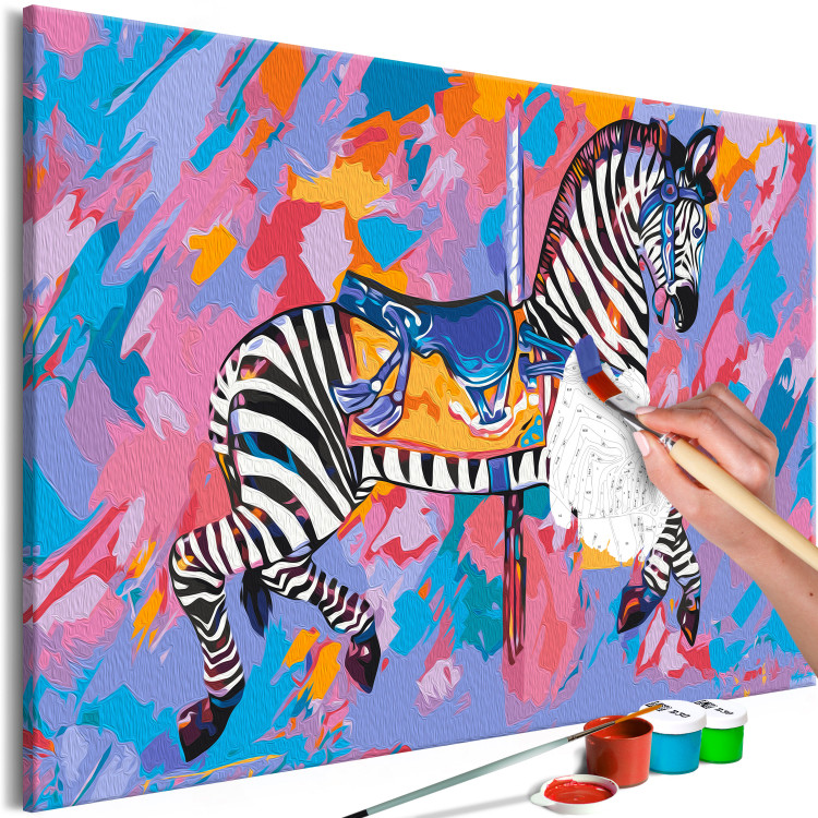 Paint by Number Kit Rainbow Zebra - Striped Animal on a Colorful Artistic Background 144087 additionalImage 3