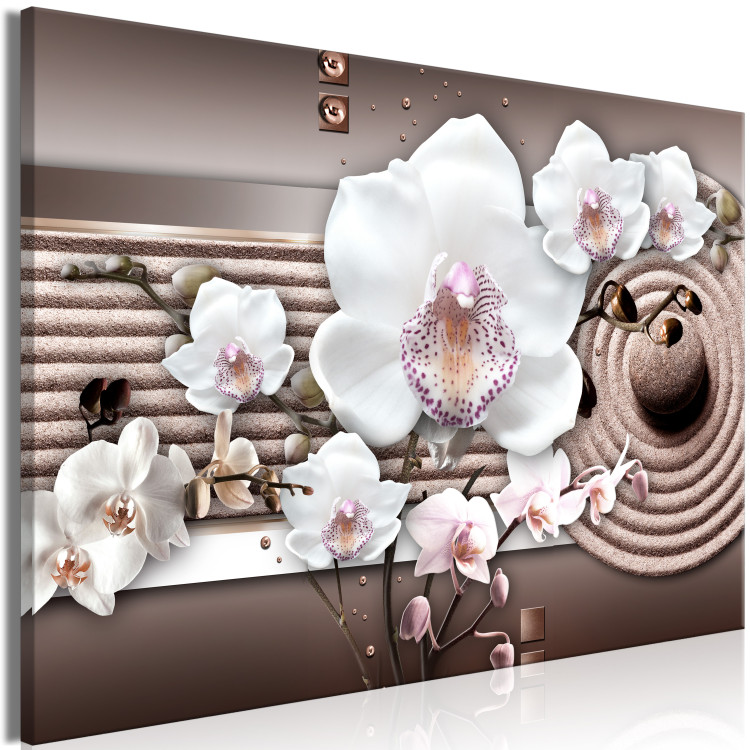 Canvas Print White Orchids (1-piece) - abstraction in flowers in a Zen garden 145087 additionalImage 2