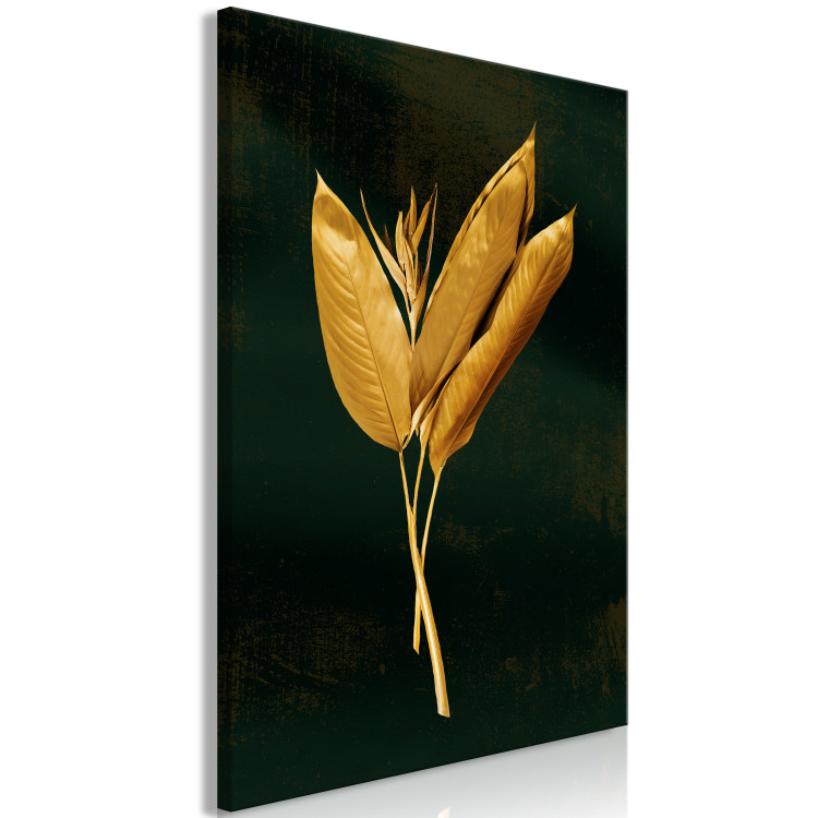 Canvas Art Print Bouquet of Leaves (1-piece) - landscape with golden foliage on a black background 145487 additionalImage 2
