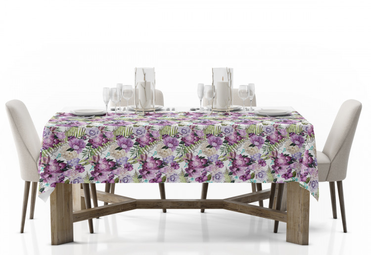 Tablecloth Joyful bouquet - composition of purple flowers on a white background 147287 additionalImage 2