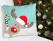 Decorative Microfiber Pillow Christmas animal - a red-nosed reindeer wearing a Santa hat in a winter setting 148487 additionalThumb 4