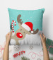 Decorative Microfiber Pillow Christmas animal - a red-nosed reindeer wearing a Santa hat in a winter setting 148487 additionalThumb 3