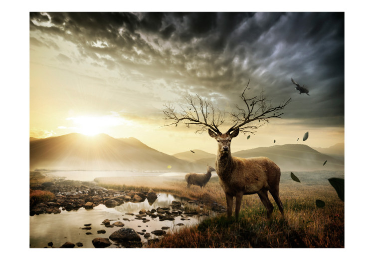 Wall Mural Deers by mountain stream 60587 additionalImage 1