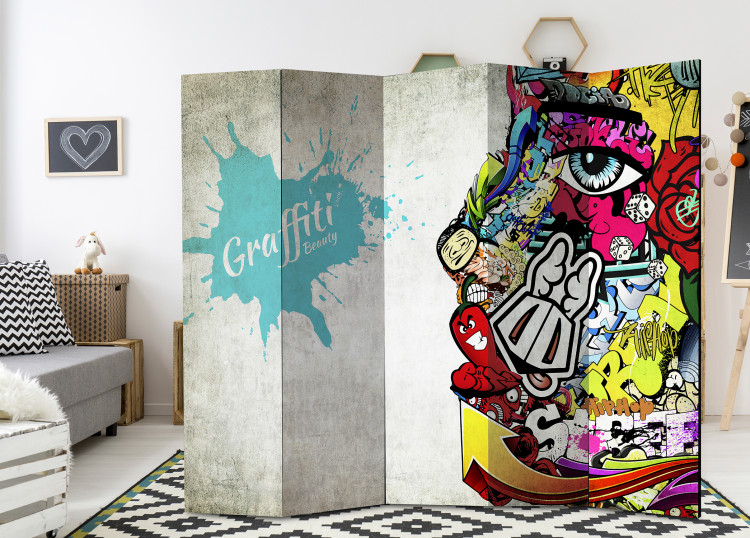 Room Separator Graffiti Beauty - artistic colorful patterns on a concrete texture 95287 additionalImage 2