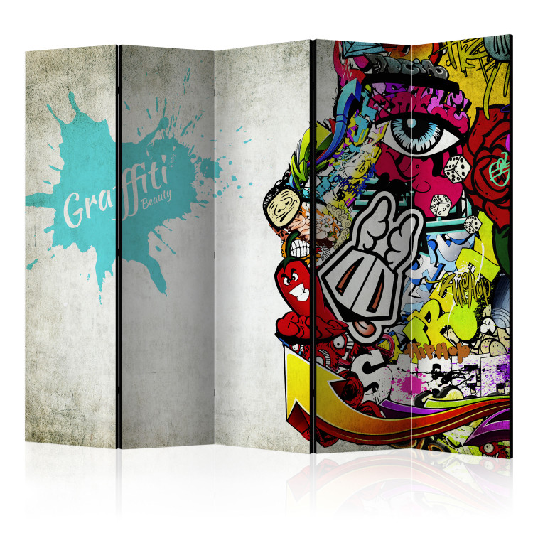 Room Separator Graffiti Beauty - artistic colorful patterns on a concrete texture 95287