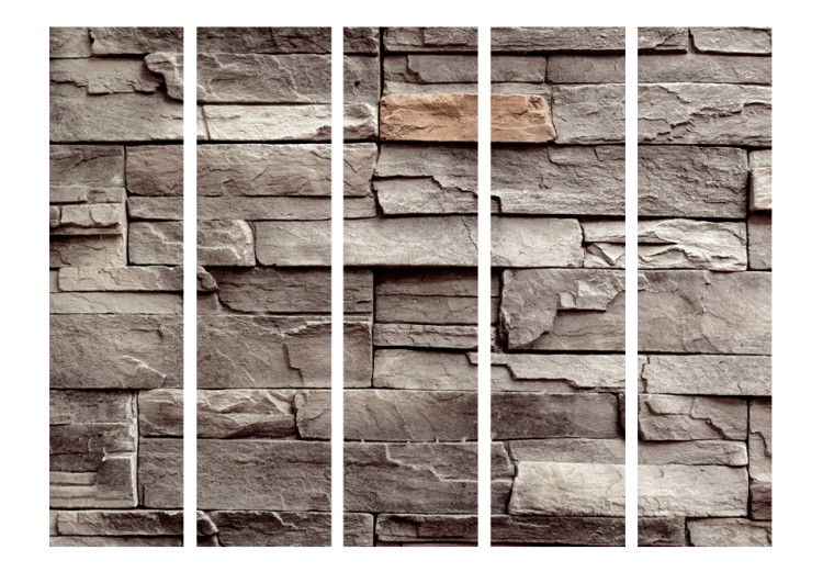 Room Divider Screen Wall of Silence II - architectural texture with a pattern of gray bricks 95487 additionalImage 3