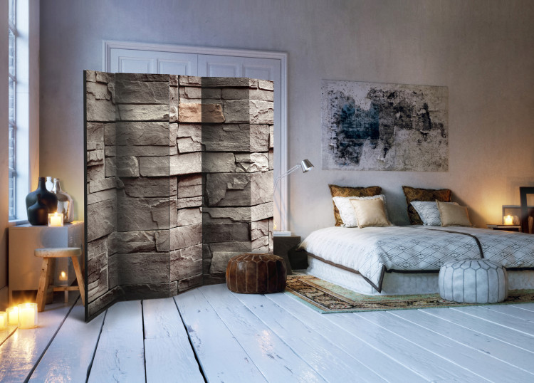 Room Divider Screen Wall of Silence II - architectural texture with a pattern of gray bricks 95487 additionalImage 4