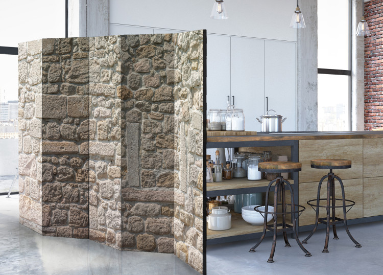 Room Divider Screen Stone Temple II - architectural texture of stone brick 95587 additionalImage 2