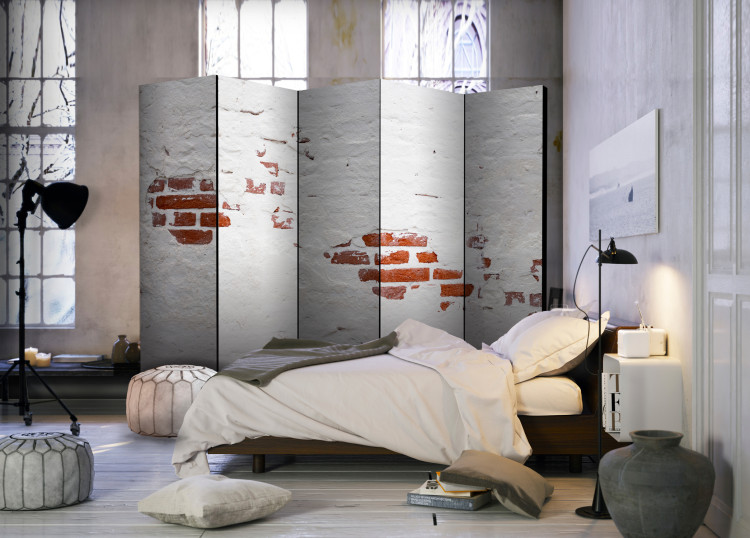 Room Divider Screen Stone Secret II - architectural texture of retro white concrete 95987 additionalImage 2